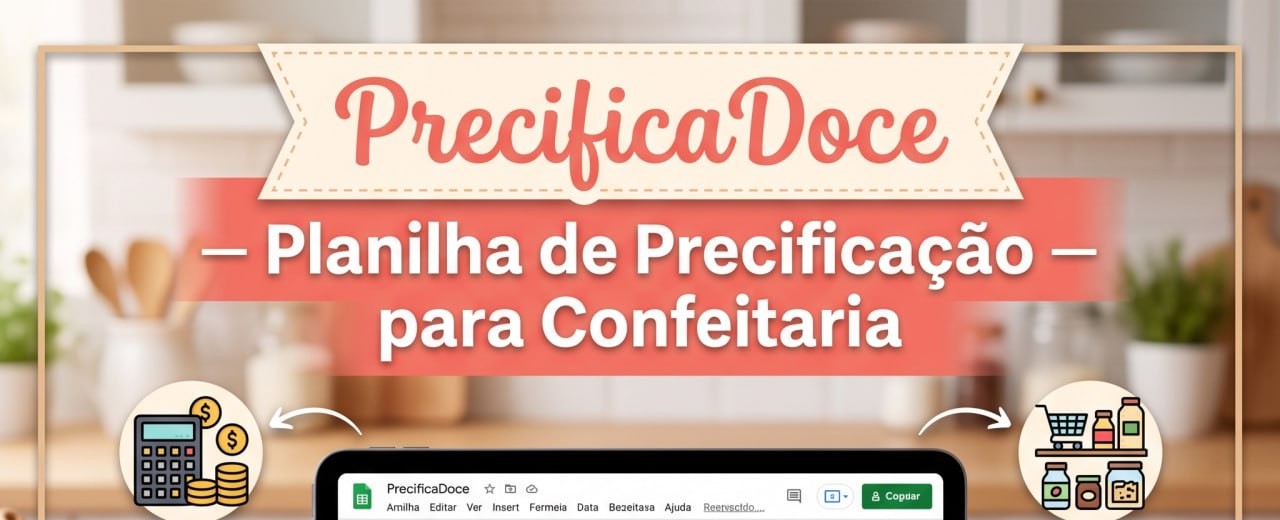 Arte visual da planilha PrecificaDoce sem preço promocional