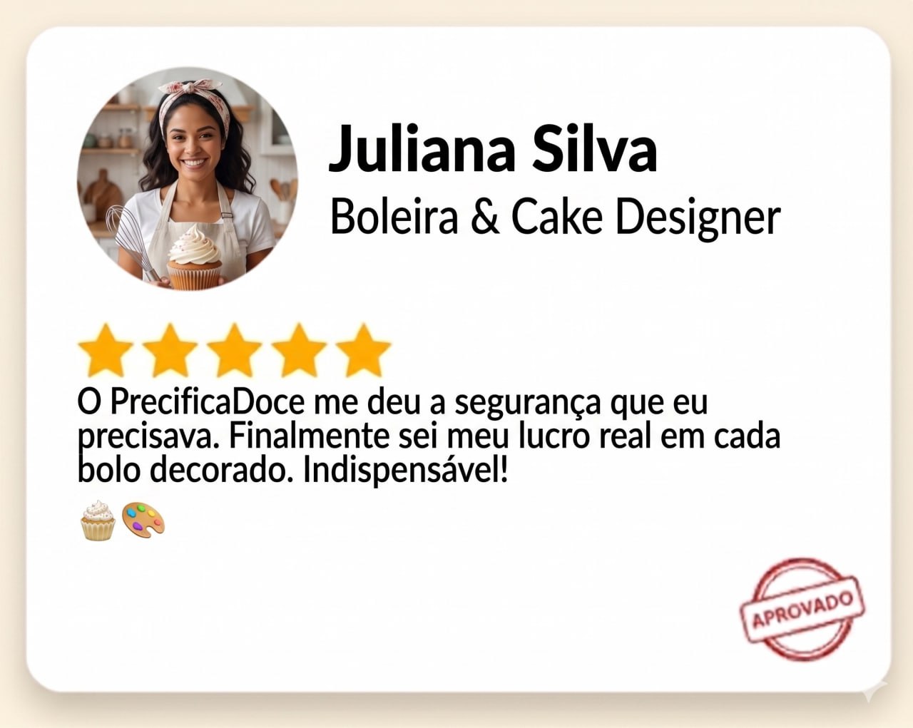 Depoimento enviado por cliente sobre a PrecificaDoce